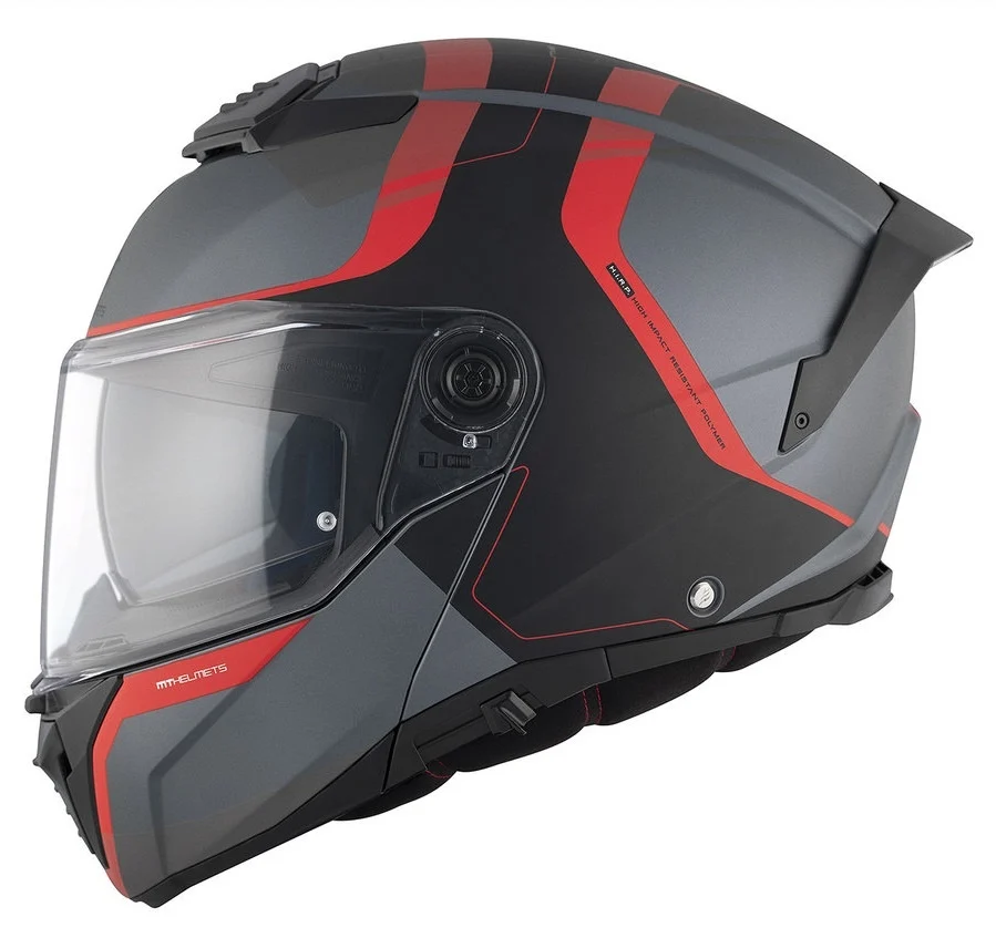 MT Helmets - Casca modulabila MT Atom 2 SV Emalla B15 gri/rosu mat (ochelari soare integrati) Pinlock Ready - tip viziera: MT-V-35