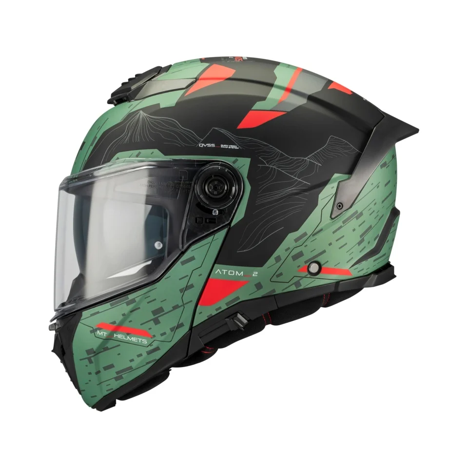 MT Helmets - Casca modulabila MT Atom 2 SV Highlands C6 verde mat (ochelari soare integrati) Pinlock Ready - tip viziera: MT-V-35