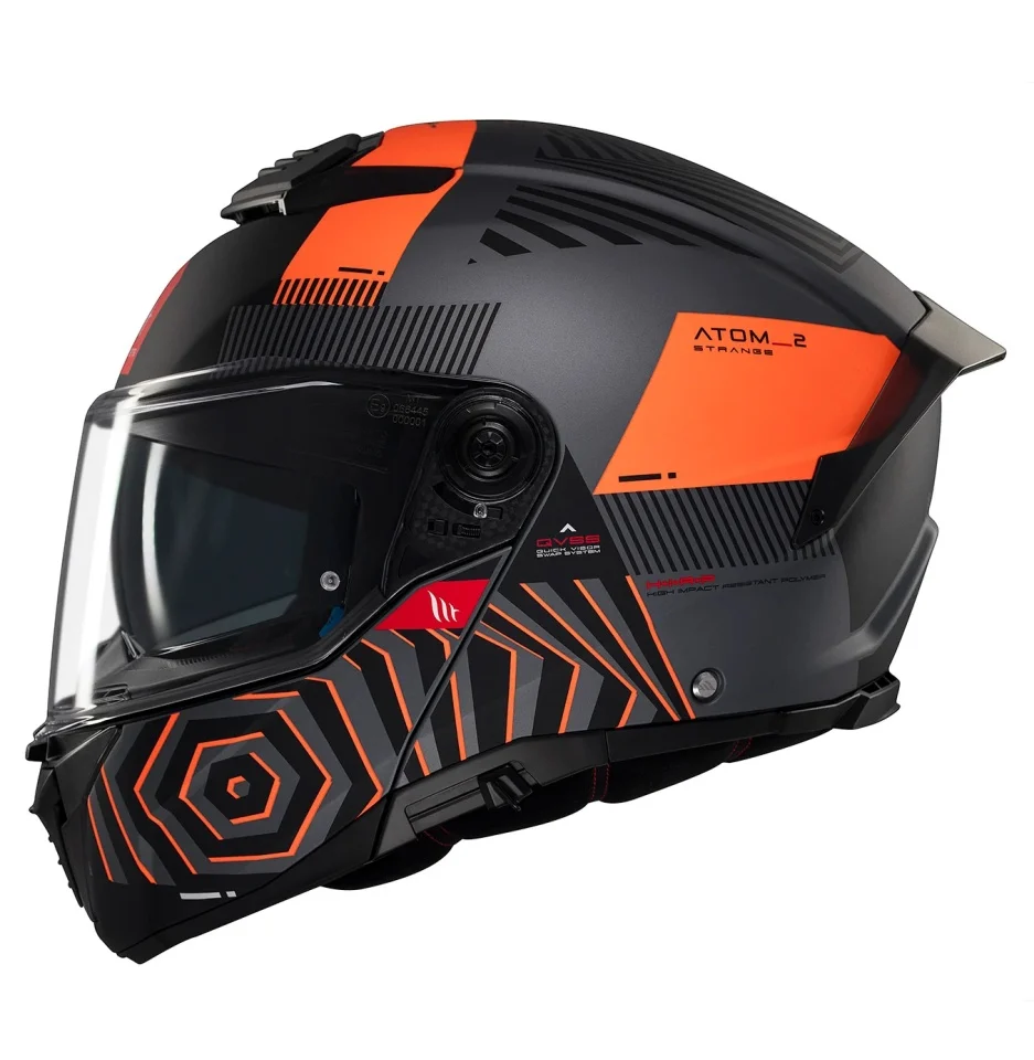 CASTI MOTO FLIP-UP/Modulabile - Casca modulabila MT Atom 2 SV Strange C4 gri/portocaliu mat (ochelari soare integrati) Pinlock Ready - tip viziera: MT-V-35