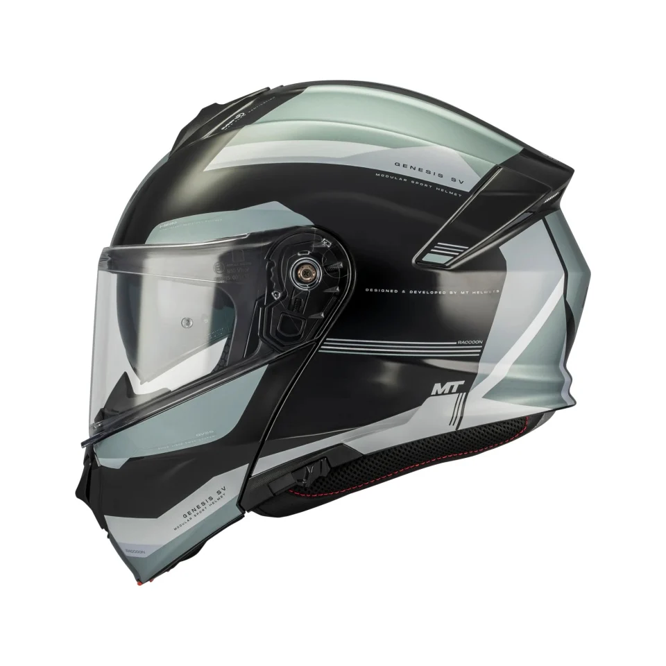 CASTI MOTO FLIP-UP/Modulabile - Casca modulabila MT Genesis SV Raccoon B12 verde lucios Pinlock ready - omologare noua ECE 22.06 - tip viziera: MT-V-25