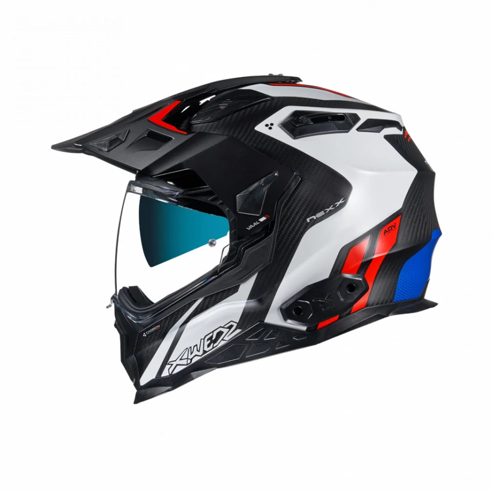 CASTI OFF ROAD/TOURING/ADVENTURE - Casca moto Adventure Nexx X.Wed2 Carbon VAAL alb/rosu