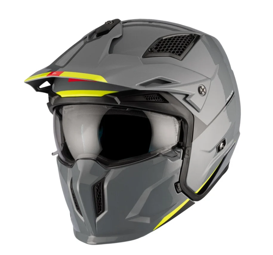 CASTI MOTO - Casca MT Streetfighter SV S A22 gri lucios (ochelari soare integrati) - masca (protectie) barbie si cozoroc detasabile - omologare noua ECE 22.06
