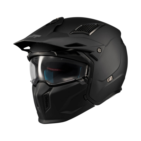 CASTI MOTO - Casca MT Streetfighter SV S Pure A1 negru mat (ochelari soare integrati) - masca (protectie) barbie si cozoroc detasabile - omologare noua ECE 22.06