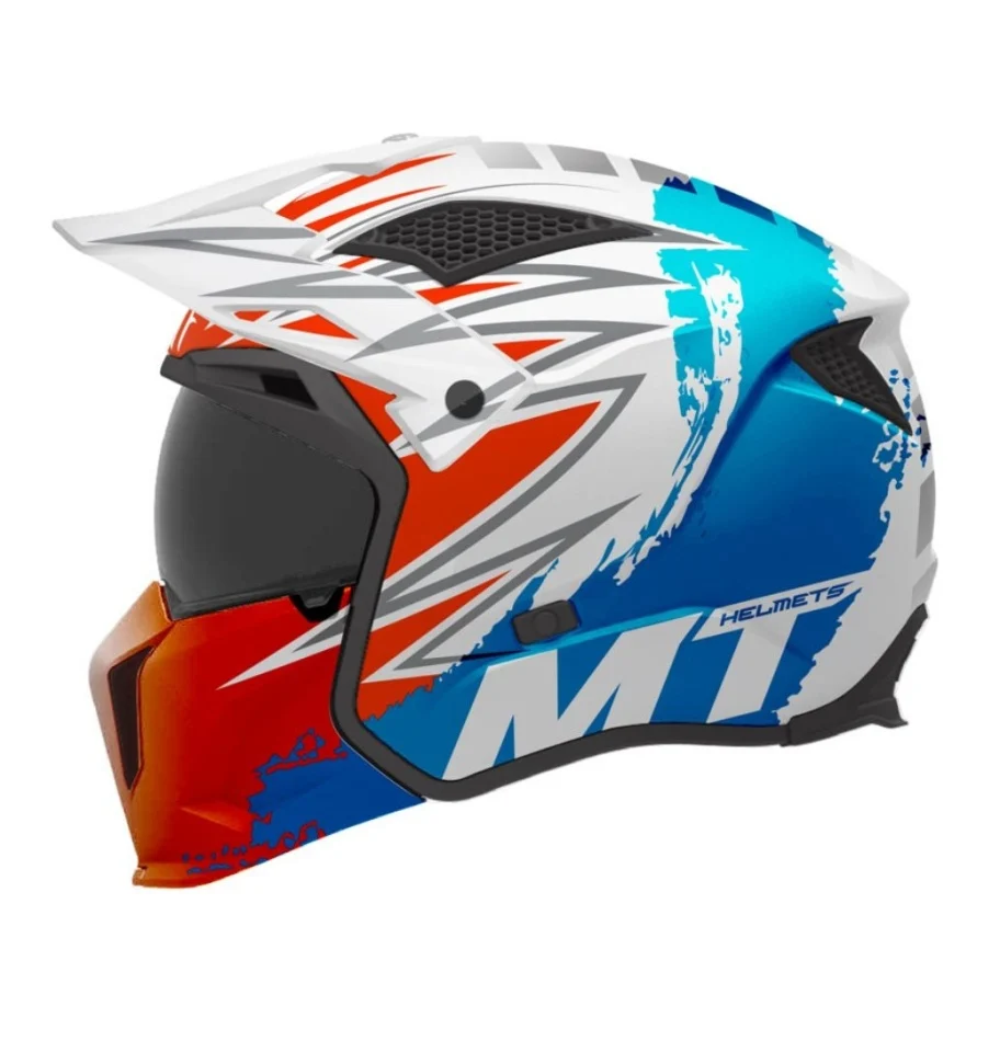 CASTI MOTO - Casca MT Streetfighter SV S Tackle A7 alb lucios (ochelari soare integrati) - masca (protectie) barbie si cozoroc detasabile - omologare noua ECE 22.06