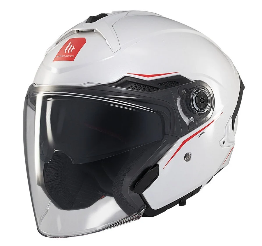 CASTI MOTO - Casca open face motociclete MT Cosmo SV A0 alb lucios (ochelari soare integrati)