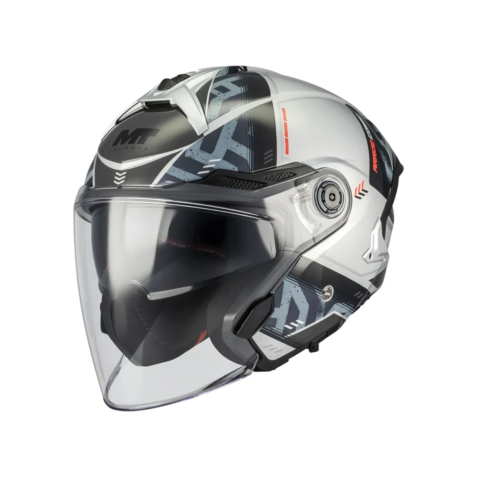 CASTI MOTO - Casca open face motociclete MT Cosmo SV Arrow C2 gri lucios (ochelari soare integrati) - tip viziera: MT-V-37