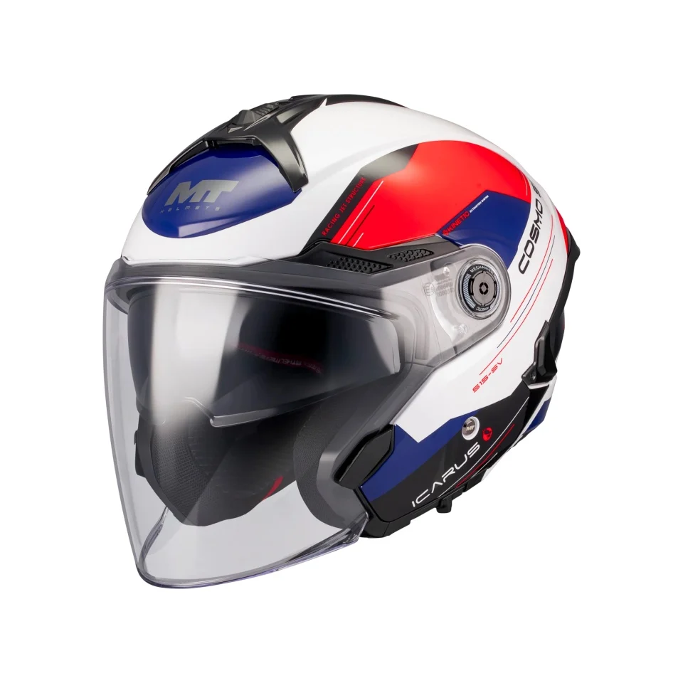CASTI MOTO - Casca open face motociclete MT Cosmo SV Icarus A5 rosu lucios (ochelari soare integrati) - tip viziera: MT-V-37
