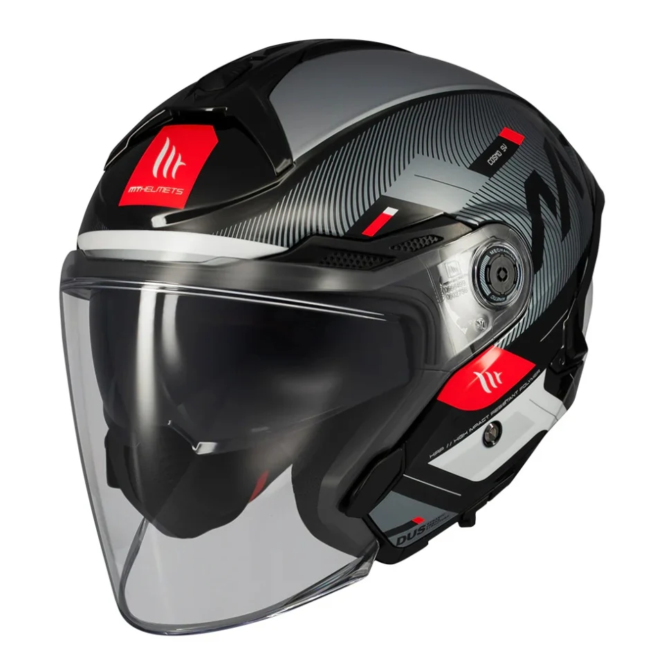 CASTI MOTO - Casca open face motociclete MT Cosmo SV Silence B2 negru/gri lucios (ochelari soare integrati)