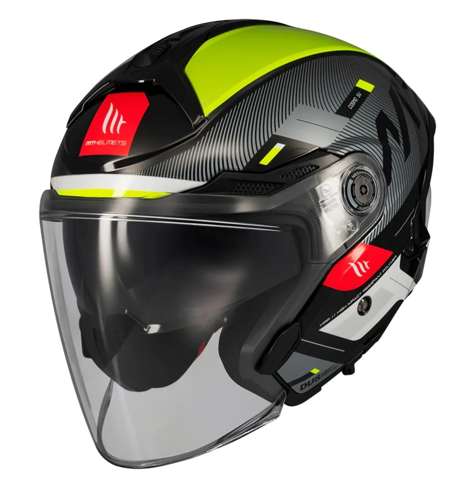CASTI MOTO - Casca open face motociclete MT Cosmo SV Silence B3 galben fluor lucios (ochelari soare integrati)