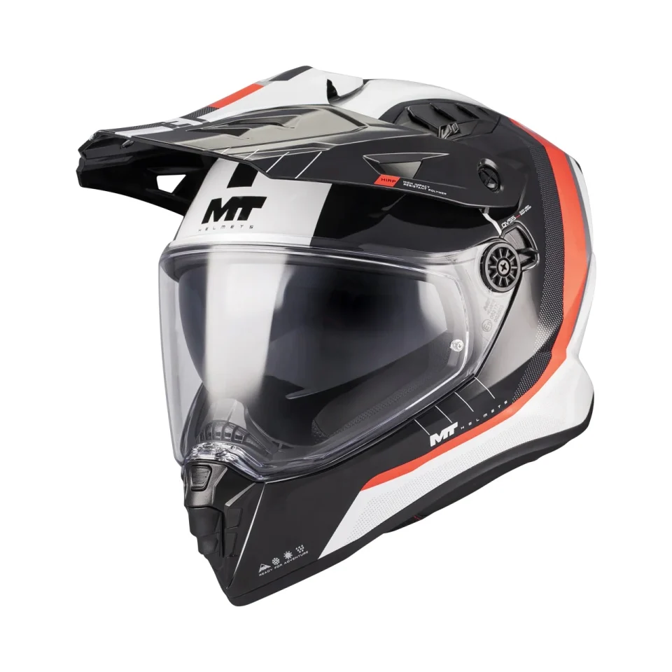 CASTI MOTO - Casca touring/adventure MT model Track SV Nomad A15 negru/alb/rosu lucios – tip viziera: HS 12