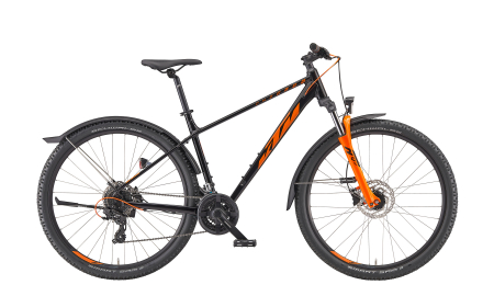 MTB Hardtail - Bicicleta KTM CHICAGO STREET 29 FLAMING BLACK 3X8 SHIMANO TOURNEY
