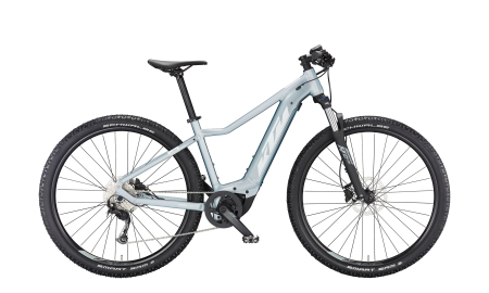 MTB Hardtail - Bicicleta KTM MACINA RACE 592 GLORIOUS AZZURRO SILVER MATT SH ALIVIO 9 + BOSCH PT-CX5P2