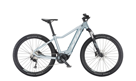 MTB Hardtail - Bicicleta KTM MACINA RACE 572 GLORIOUS AZZURRO SILVER MATT SH ALIVIO 9 + BOSCH PT-CX5P2