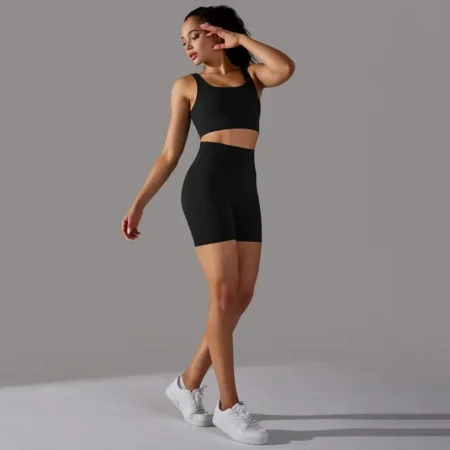 Bundle Fitness Seamless – Set 3 Pantaloni Scurți Premium (Negru, Bej, Maro) – Mărimea S [4]