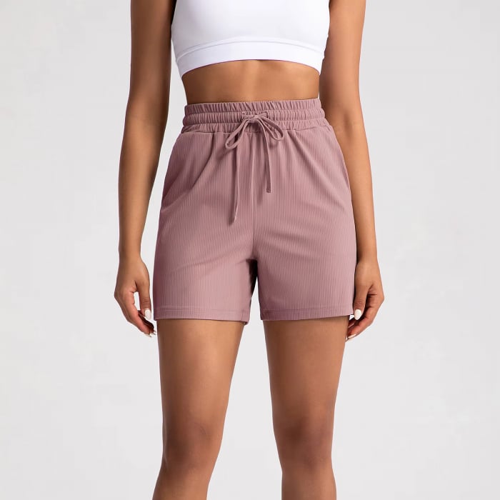 Pantaloni scurți Ribbed Soft – material catifelat, Soft Mov [1]