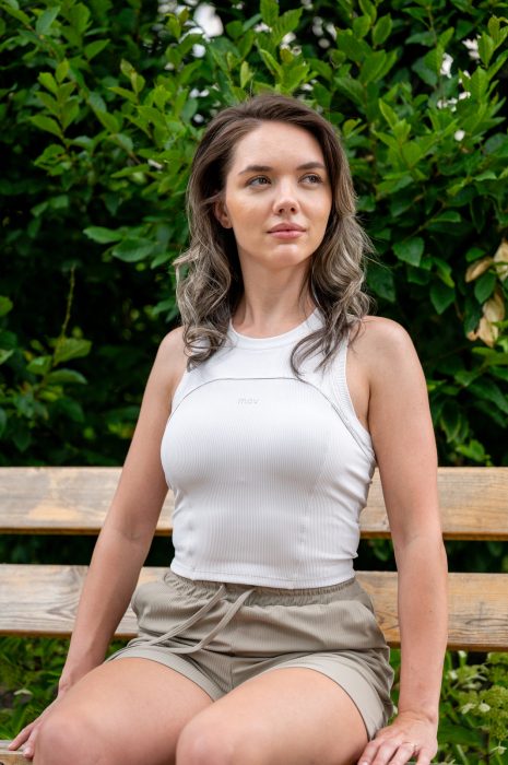 Top Ribbed Premium Essential cu bustiera - Alb [1]
