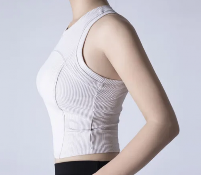 Top Ribbed Premium Essential cu bustiera - Crem [4]