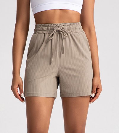 Pantaloni scurți Ribbed Soft – material catifelat, Khaki [1]