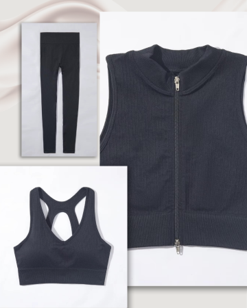 Tops - Set Urban Rib Negru marimea S