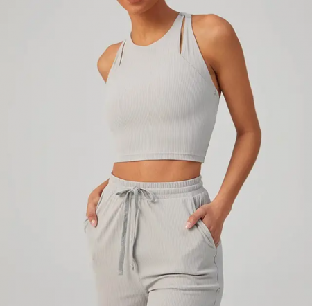 All - Top Essential Twist Gri – top cu bustieră atașată