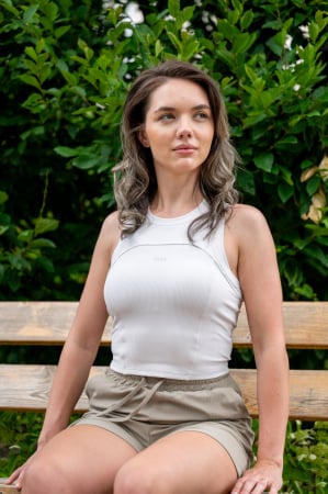 Tops - Top Ribbed Premium Essential cu bustiera - Crem