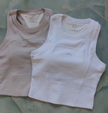 Top Ribbed Premium Essential cu bustiera - Crem [2]