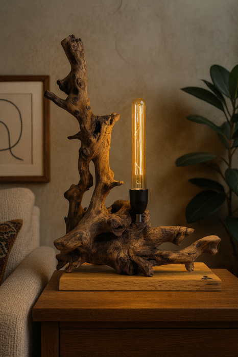 Lampă decorativă din lemn cu bec filament [1]
