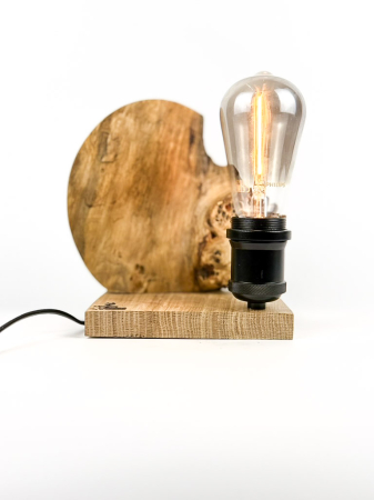 Lampi handmade din lemn masiv – Iluminat natural - Lampă decorativă de birou handmade din plop, cu bază din stejar, design natural