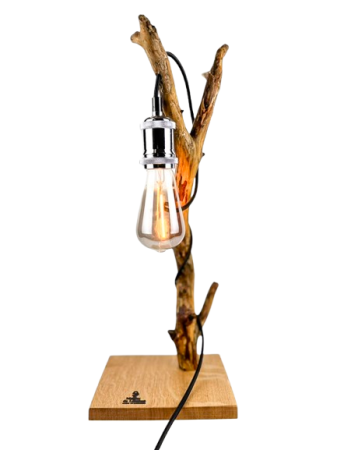 Lampi handmade din lemn masiv – Iluminat natural - Lampă decorativă de birou handmade din stejar, design tip ramură naturală,