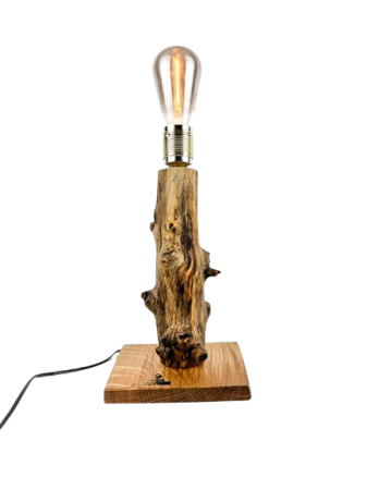 Lampi handmade din lemn masiv – Iluminat natural - Lampă decorativă de birou handmade din stejar, ramură naturală verticală
