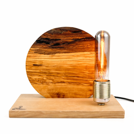 Lampi handmade din lemn masiv – Iluminat natural - Lampă decorativă din lemn de măslin – disc texturat – handmade – Mugur de Lumină
