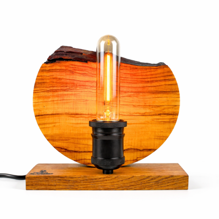 Lampi handmade din lemn masiv – Iluminat natural - Lampă decorativă din lemn de măslin – disc natural – handmade – Mugur de Lumină