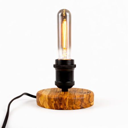 Lampi handmade din lemn masiv – Iluminat natural - Lampă din lemn de măslin – bază rotundă – handmade