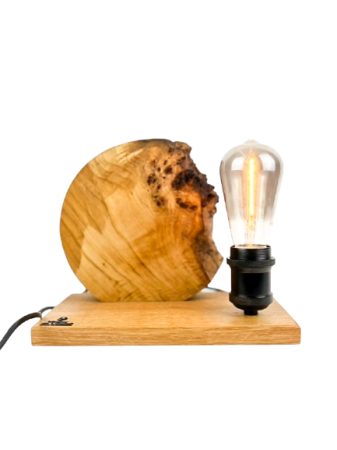 Lampi handmade din lemn masiv – Iluminat natural - Lampă decorativă din lemn de plop, formă organică cu bază din stejar