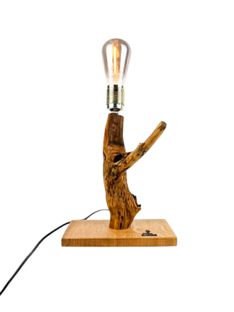 Lampi handmade din lemn masiv – Iluminat natural - Lampă decorativă din lemn de stejar, ramură naturală cu bază