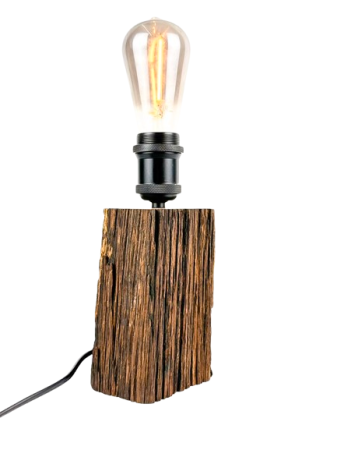 Lampi handmade din lemn masiv – Iluminat natural - Lampă decorativă din lemn de stejar, trunchi natural