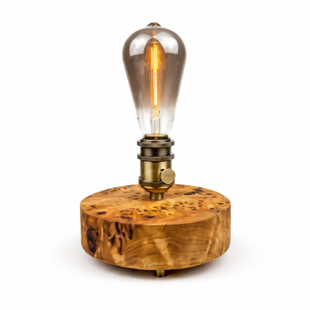 Lampi handmade din lemn masiv – Iluminat natural - Lampă handmade din lemn masiv de plop cu soclu vintage