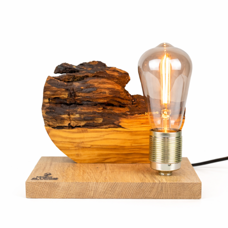Lampi handmade din lemn masiv – Iluminat natural - Lampă handmade din lemn de măslin  – Mugur de Lumină