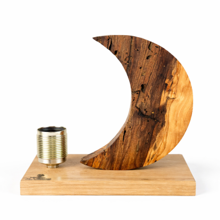 Lampi handmade din lemn masiv – Iluminat natural - Lampă handmade „Luna Nouă” din lemn de măslin – unicat