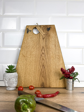 Platouri și Tocătoare din Lemn Masiv - Tocător mare din lemn masiv de stejar, handmade, finisat natural – platou servire unicat