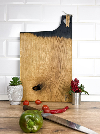 Platouri și Tocătoare din Lemn Masiv - Tocător mare din lemn masiv de stejar, handmade, finisat natural – platou servire unicat