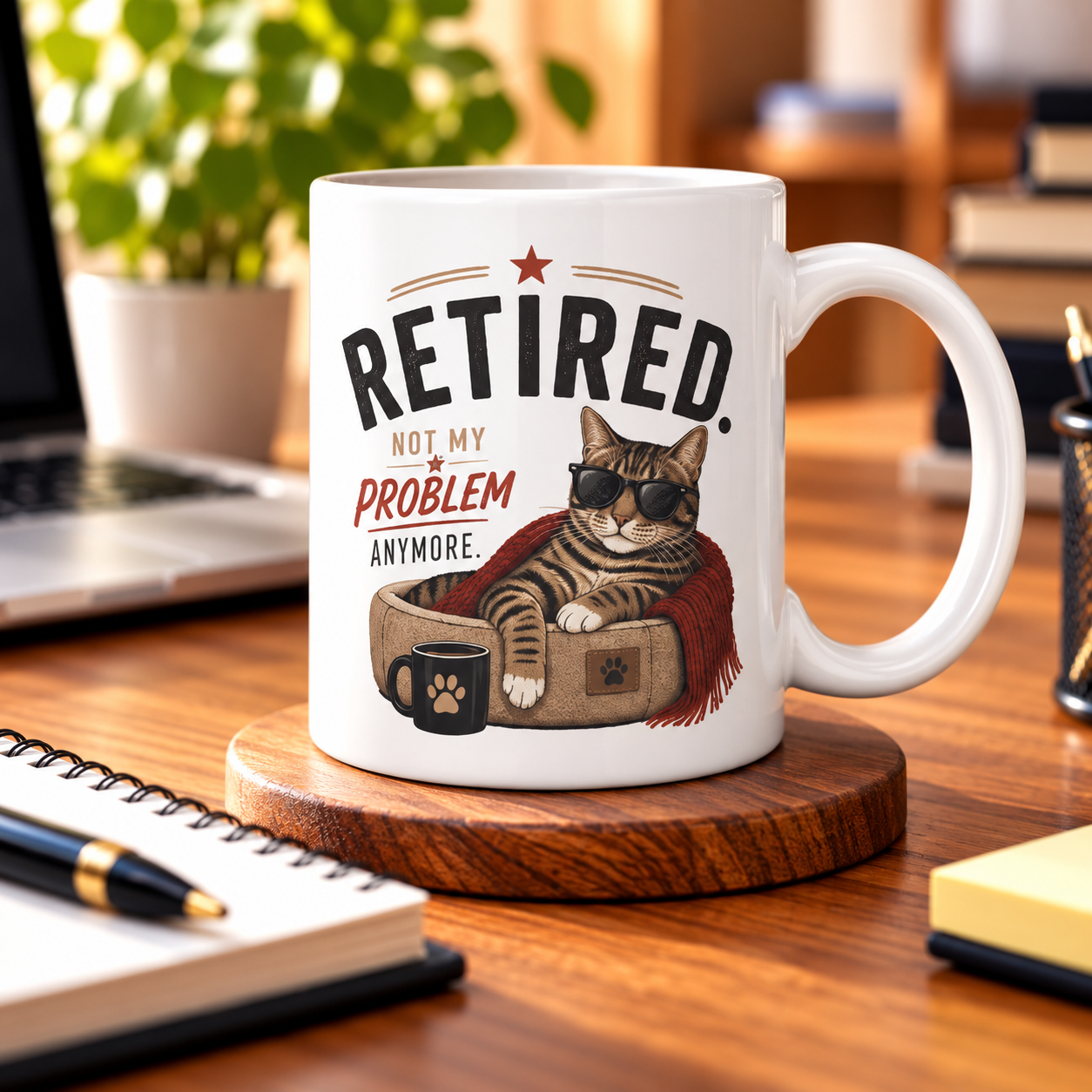 Cani amuzante cu mesaje in engleza - Cană amuzantă Retired Not My Problem