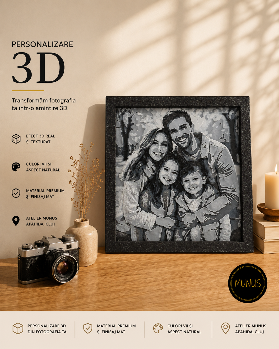 Personalizare 3D - Tablou 3D personalizat cu fotografie