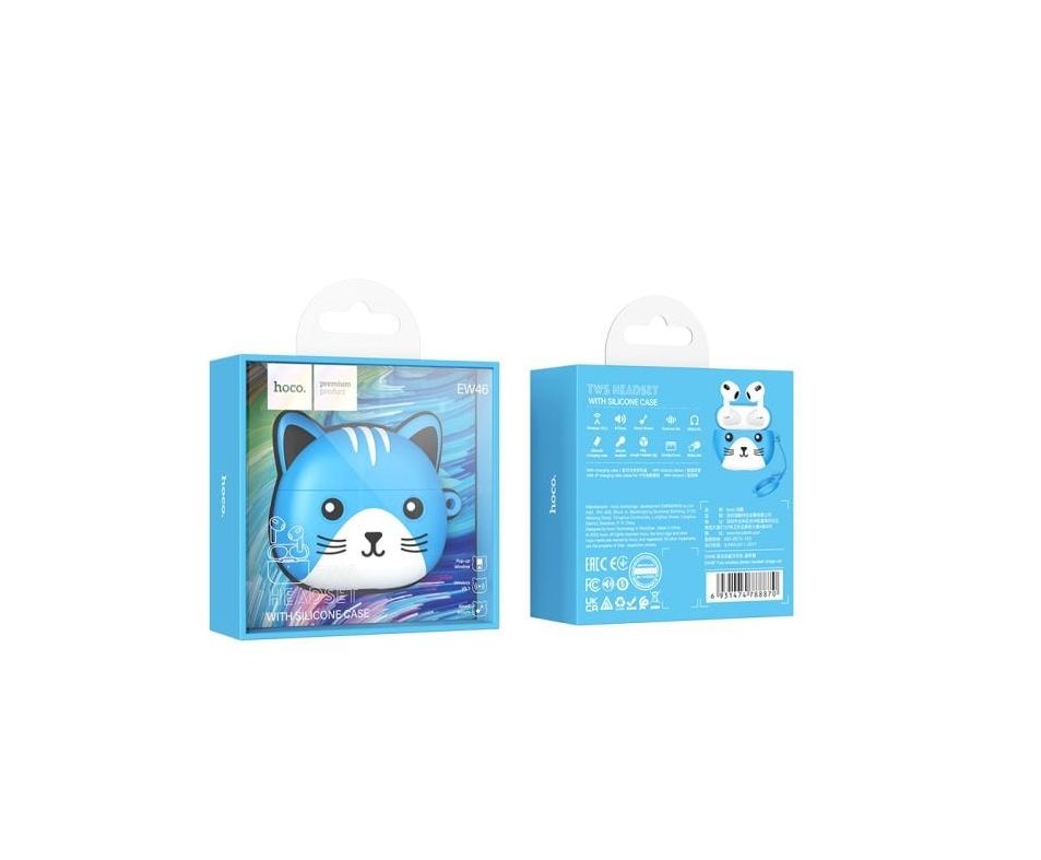Căști Wireless Hoco EW46 Bluetooth 5.3, Cat Case 300 mAh, 150h StandBy, Albastru – MyAllora [5]