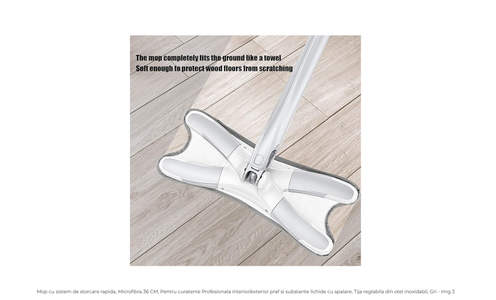 Mop stoarcere rapidă, microfibră 36 cm, tijă inox – gri | MyAllora [2]