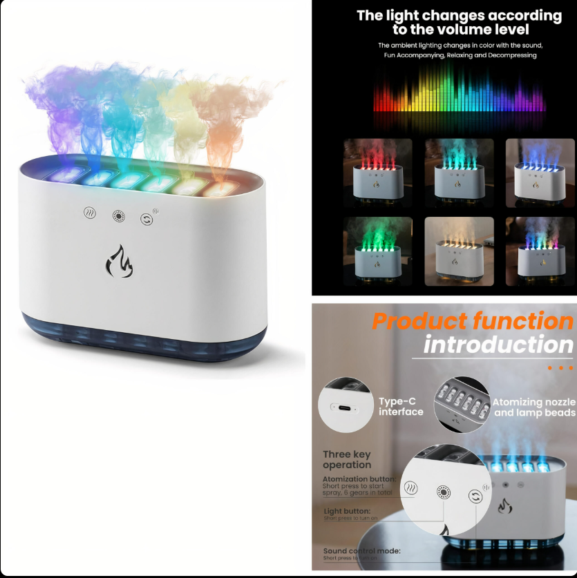 Umidificator de Aer 900 ml – Aromaterapie, 7 Culori & Adaptare Sonoră, USB [1]