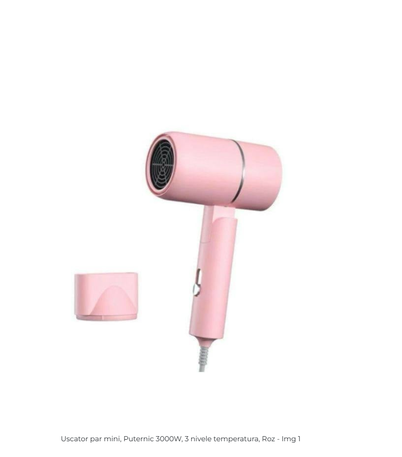 Uscător de păr mini 3000W, 3 trepte, roz – MyAllora [1]
