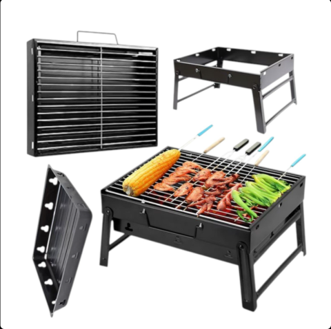 Gratare&BBQ - Grătar Pliabil din Metal tip Valiță – pe Cărbune, 35×27×20 cm