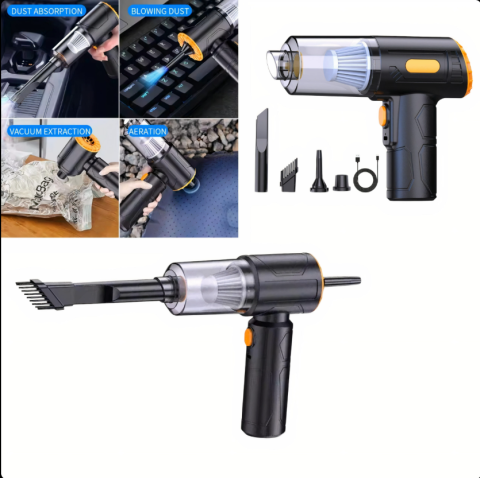 Aspiratoare - Aspirator Portabil Fără Fir 4-în-1 – Model Pistol, 32×15 cm, Filtru HEPA