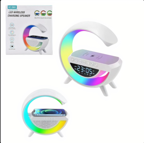 Sisteme Audio,Boxe - Boxă Bluetooth LED 3-în-1 – Încărcare Wireless, 23×23 cm, Efecte Multicolore